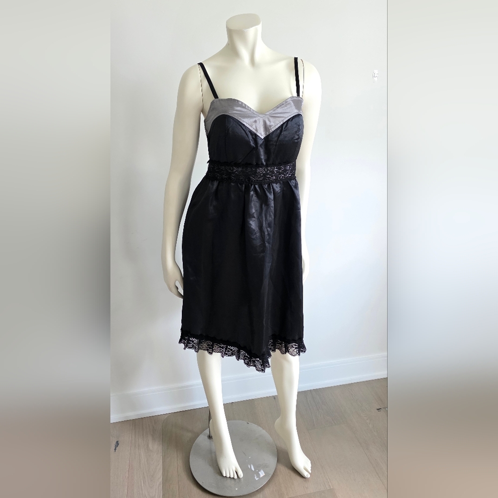 Mela Loves London Colorblock Black & Grey Satin Dress
